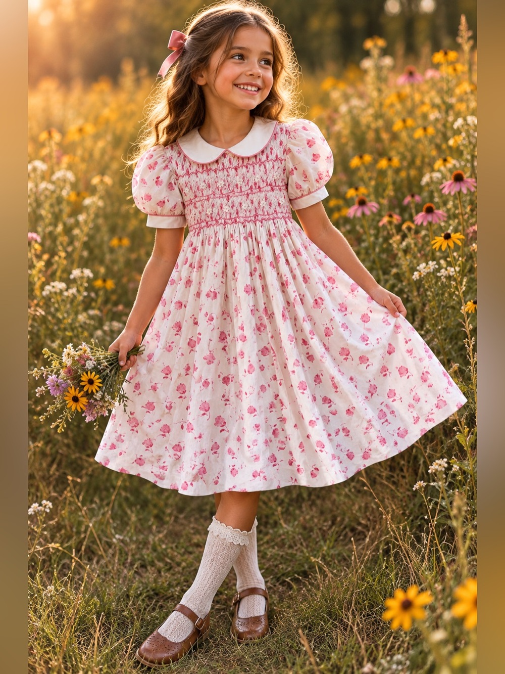 India Amory x Smockingbird
Limited Edition Hand-
Smocked Floral Dress | Size 6